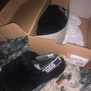 All black ugg slides size 7